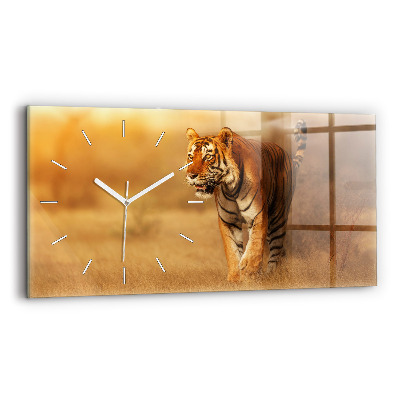 Horloge horizontale en verre Chasse au tigre