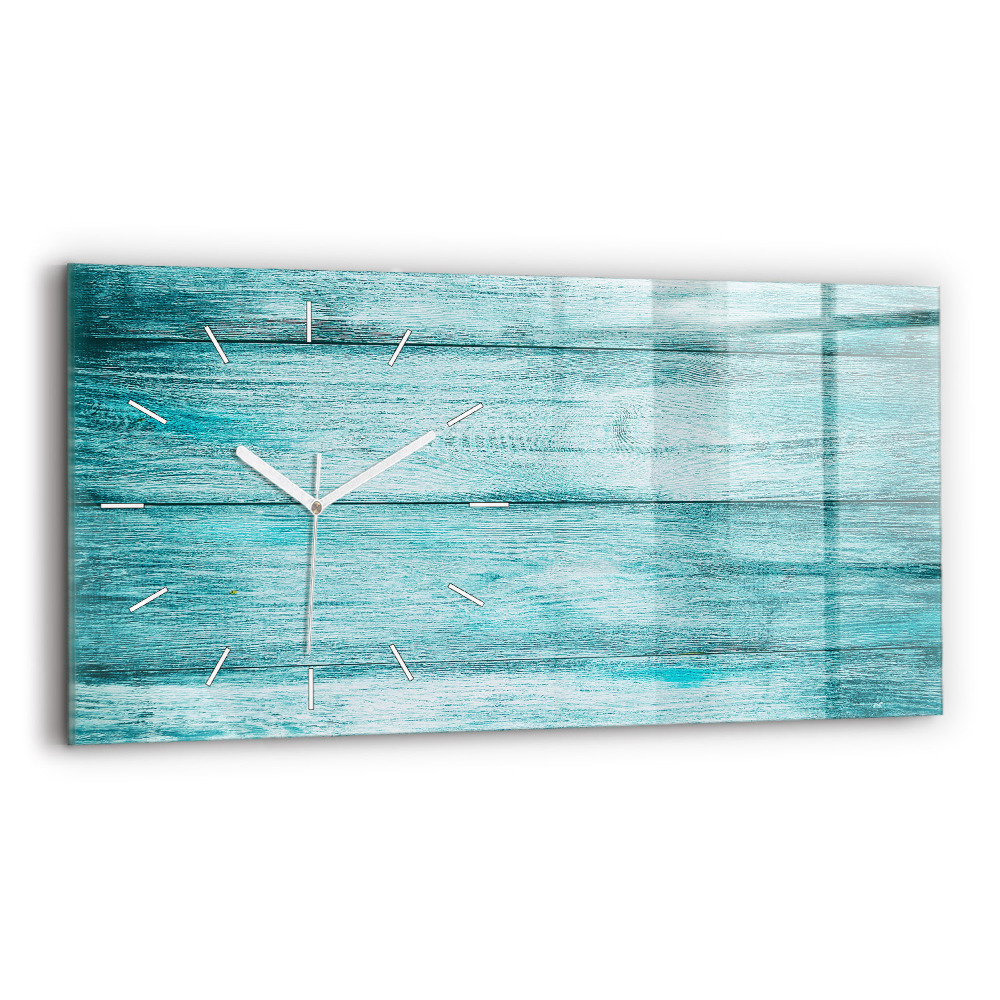Horloge rectangulaire horizontale Vieux bois bleu