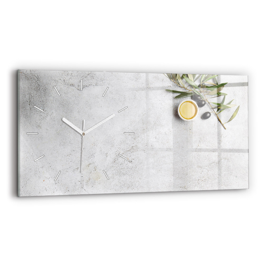 Horloge horizontale en verre Olives minimalistes