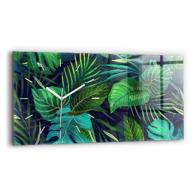 Horloge horizontale en verre Feuilles exotiques