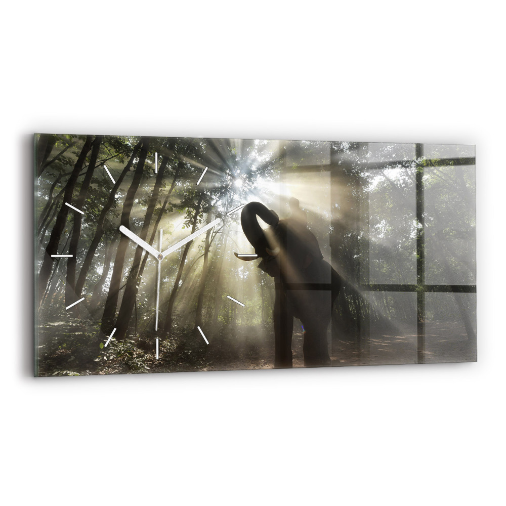 Horloge rectangulaire horizontale Éléphant dans la jungle