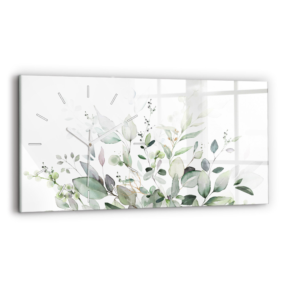 Horloge horizontale en verre Feuilles de plantes