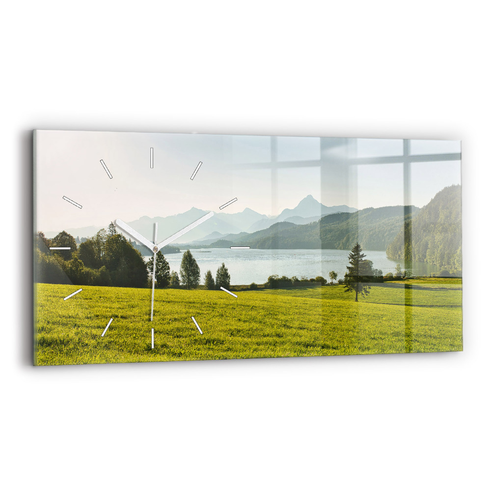 Horloge horizontale en verre Montagnes et champs