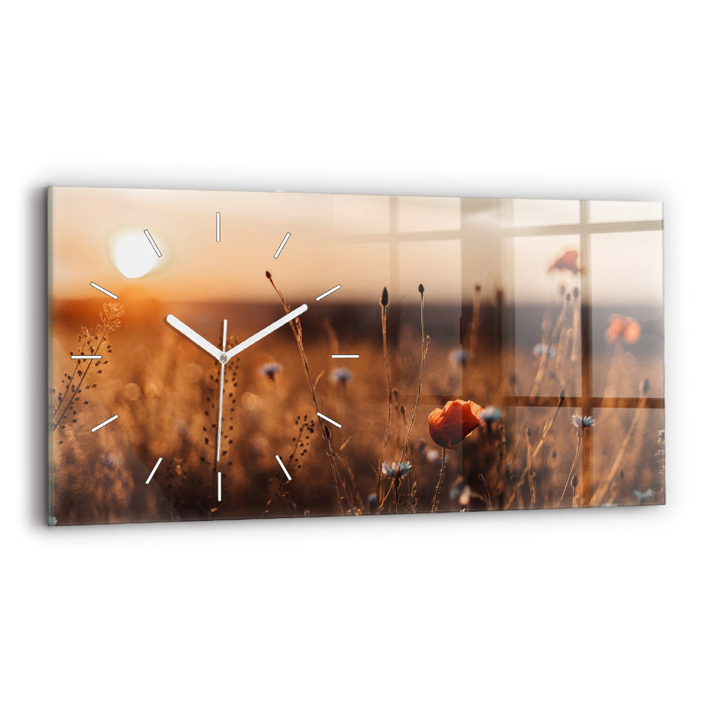 Horloge rectangulaire horizontale Lever de soleil dans un champ