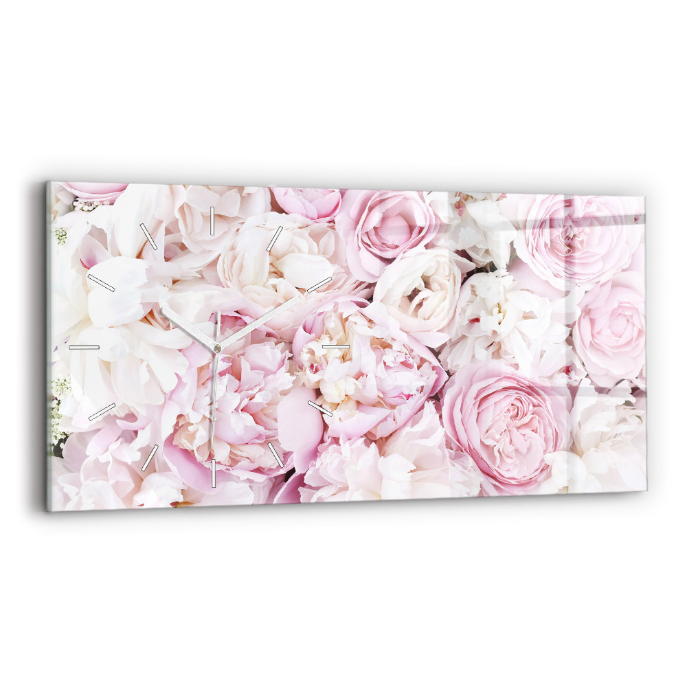 Horloge rectangulaire horizontale Fleurs décoratives