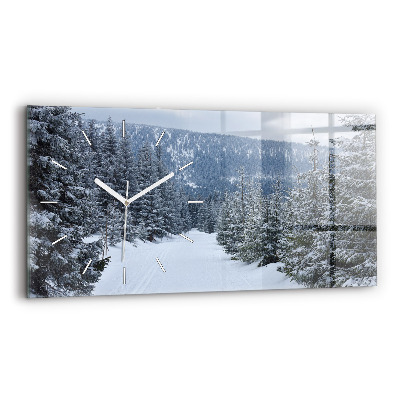 Horloge murale horizontale Montagnes géantes tchèques en hiver