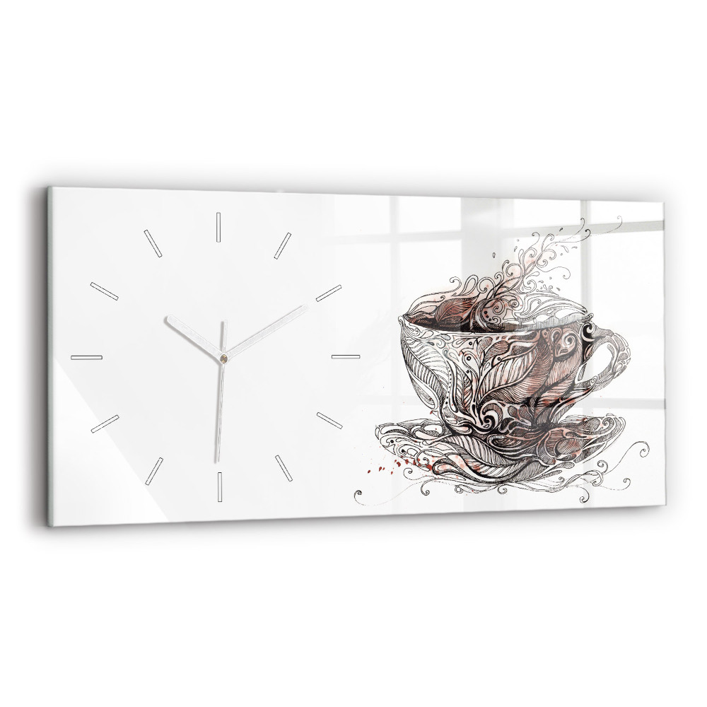 Horloge horizontale en verre Tasse de café