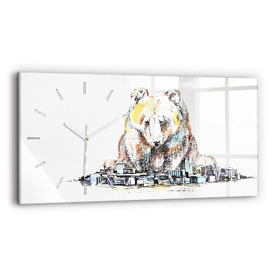 Horloge horizontale en verre Ours abstrait