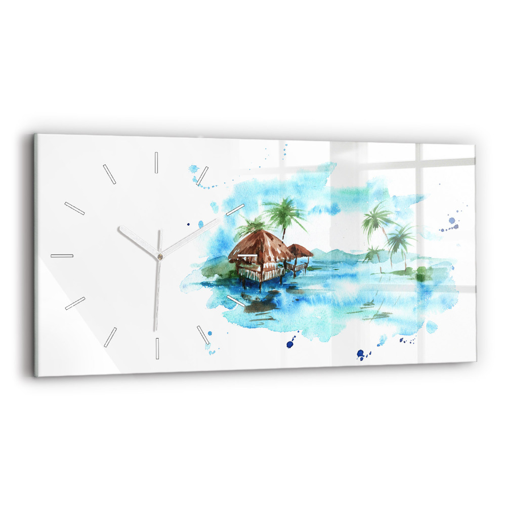 Horloge rectangulaire horizontale Peinture d'une île déserte