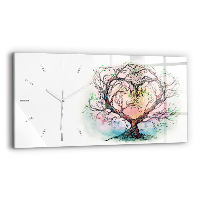 Horloge rectangulaire horizontale Cœur d'arbre nature