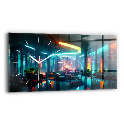 Horloge horizontale en verre Ville de style cyberpunk