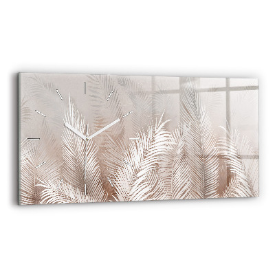 Horloge horizontale en verre Feuilles tropicales