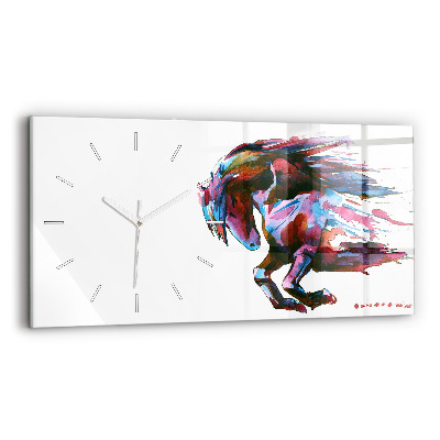 Horloge horizontale en verre Cheval en fuite