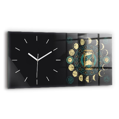 Horloge rectangulaire horizontale Phases de la lune et sablier