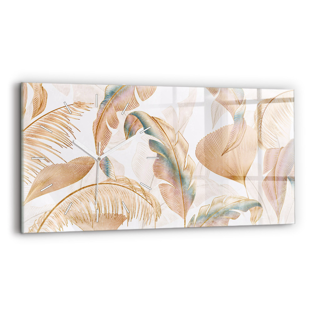 Horloge horizontale en verre Motif de feuilles dans la nature