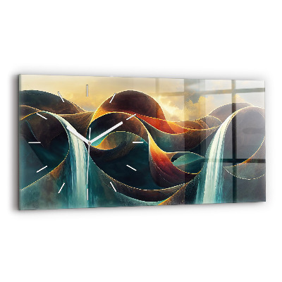 Horloge horizontale en verre Fond de chute d'eau