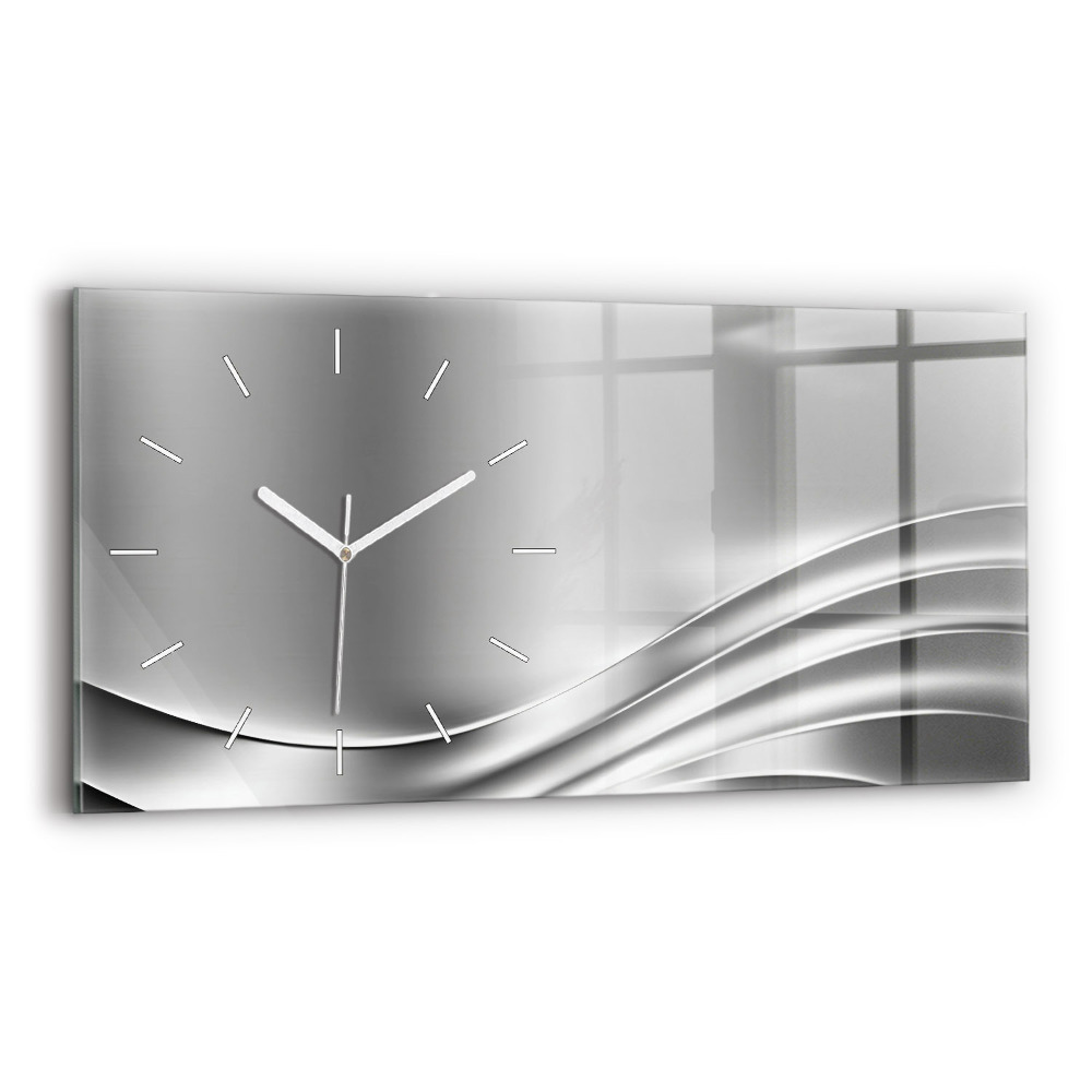 Horloge horizontale en verre Abstraction argentée