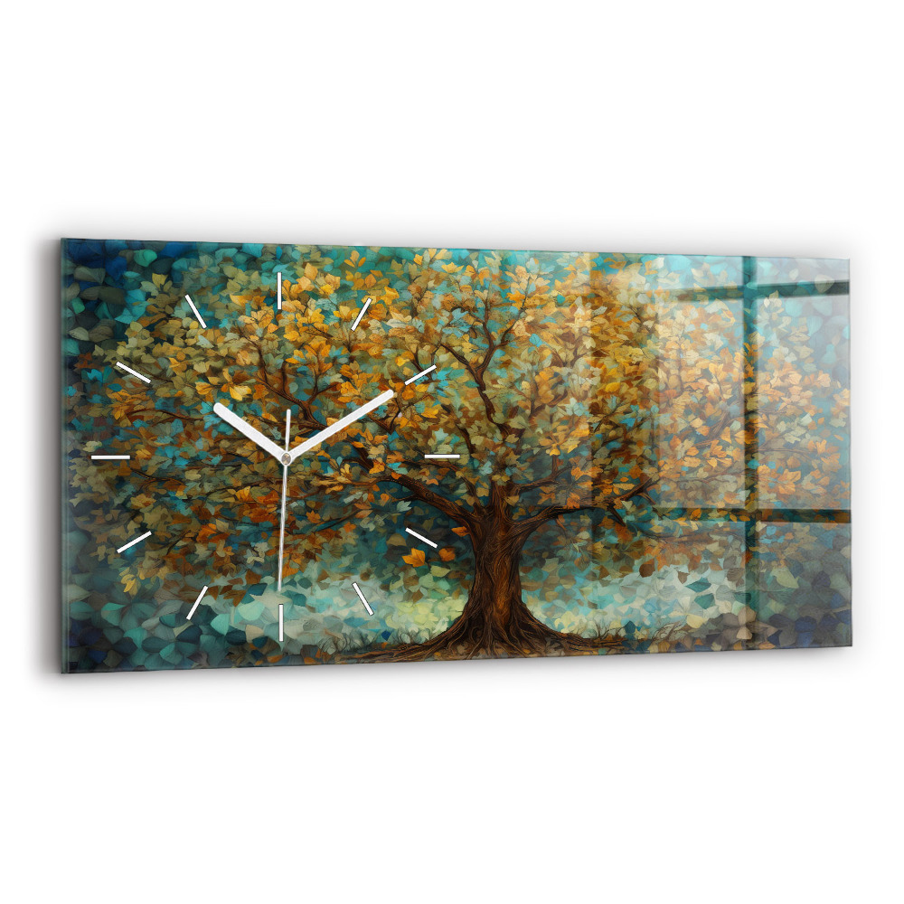 Horloge horizontale en verre Arbre mosaïque