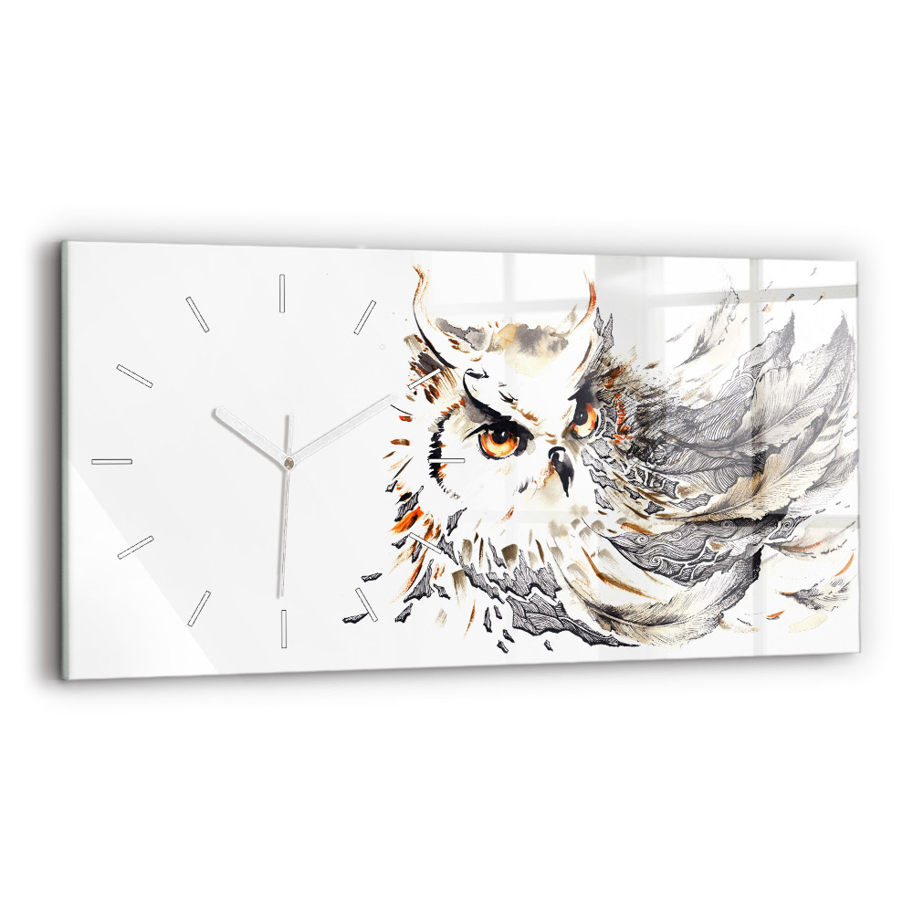 Horloge horizontale en verre Hibou symbole de sagesse