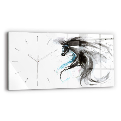 Horloge murale horizontale Cheval et femme abstraits