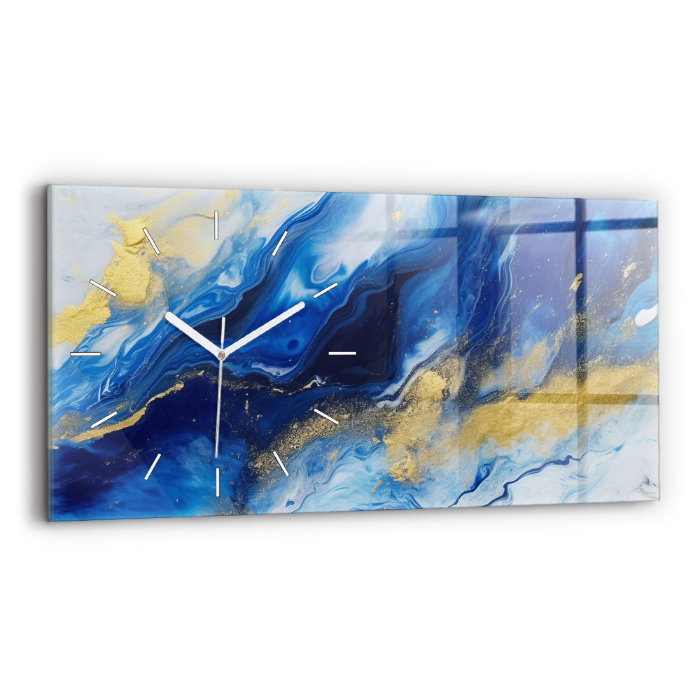 Horloge rectangulaire horizontale Marbre bleu