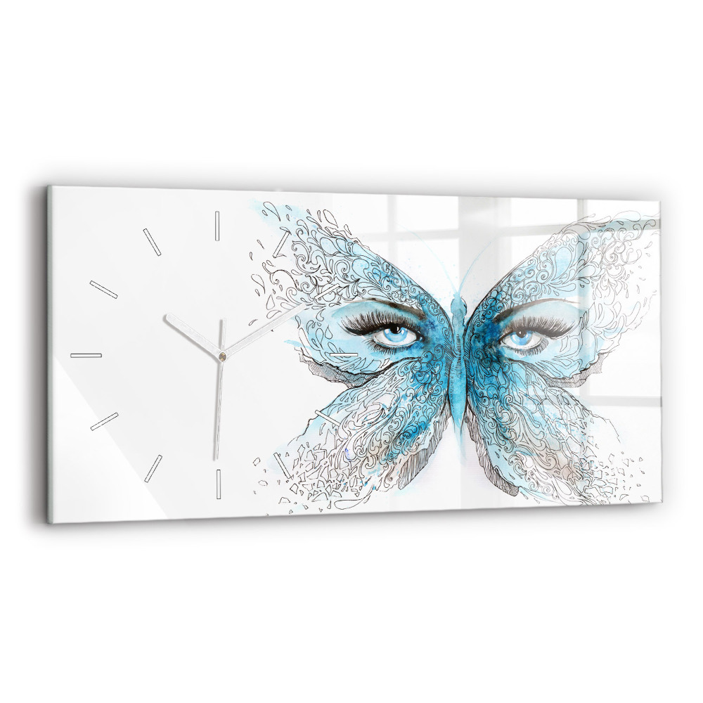 Horloge horizontale en verre Visage en forme de papillon