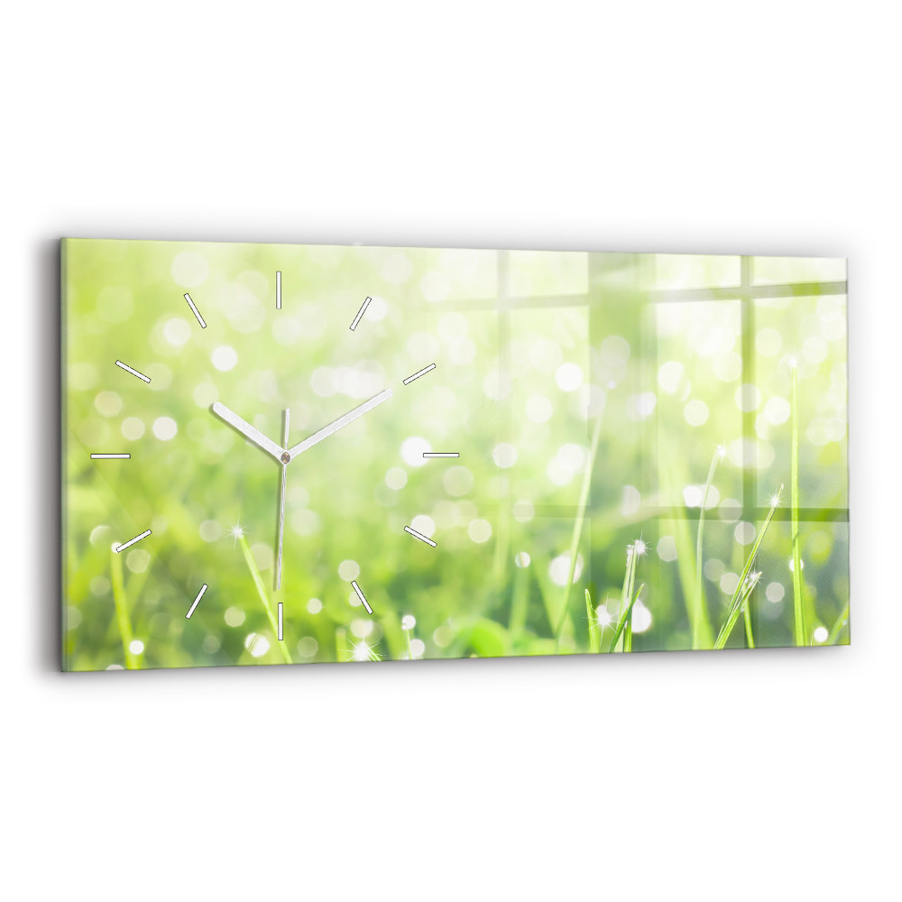 Horloge rectangulaire horizontale Herbe verte