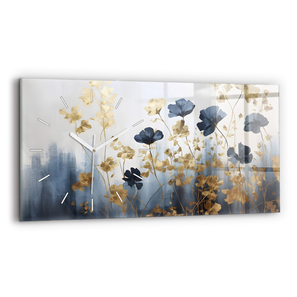Horloge rectangulaire horizontale Fleurs abstraites