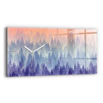 Horloge horizontale en verre Forêt dans la brume