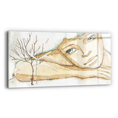Horloge rectangulaire horizontale Portrait de femme