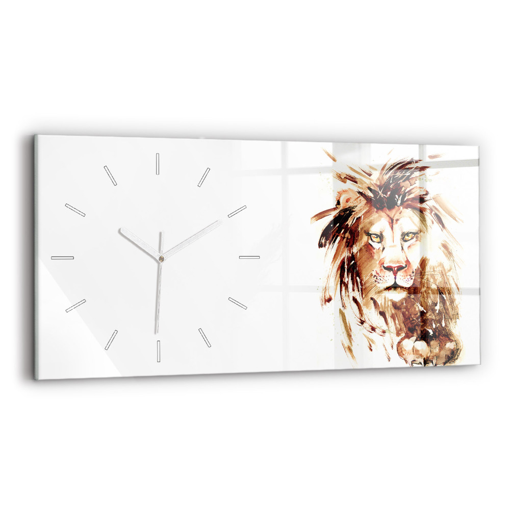 Horloge rectangulaire horizontale Illustration d'un lion brun