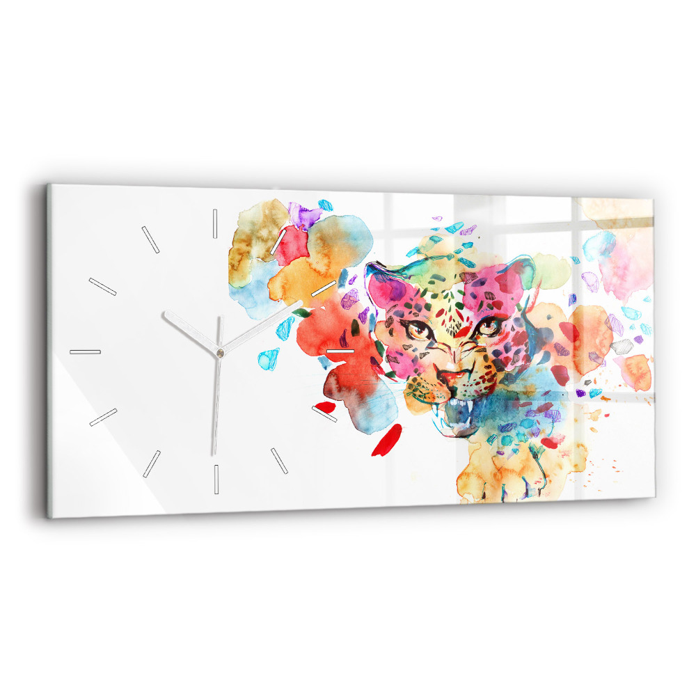 Horloge murale horizontale Chat sauvage abstrait