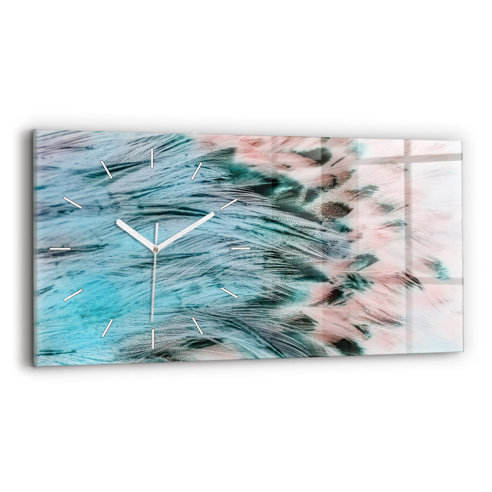 Horloge horizontale en verre Plumes colorées