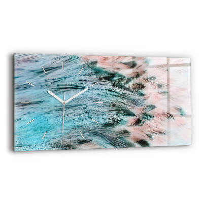 Horloge horizontale en verre Plumes colorées