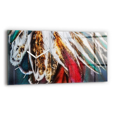 Horloge rectangulaire horizontale Plumes brun clair d'un oiseau