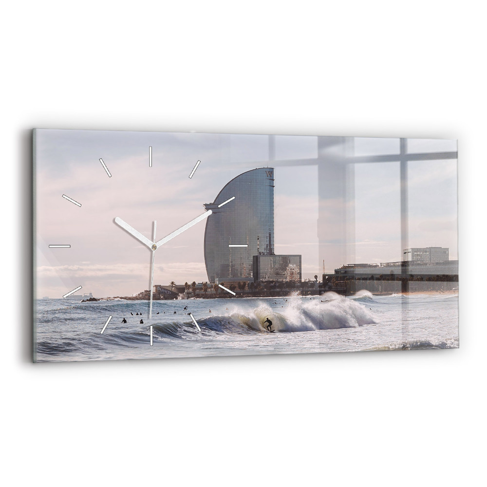Horloge rectangulaire horizontale Surfeur de Barcelone