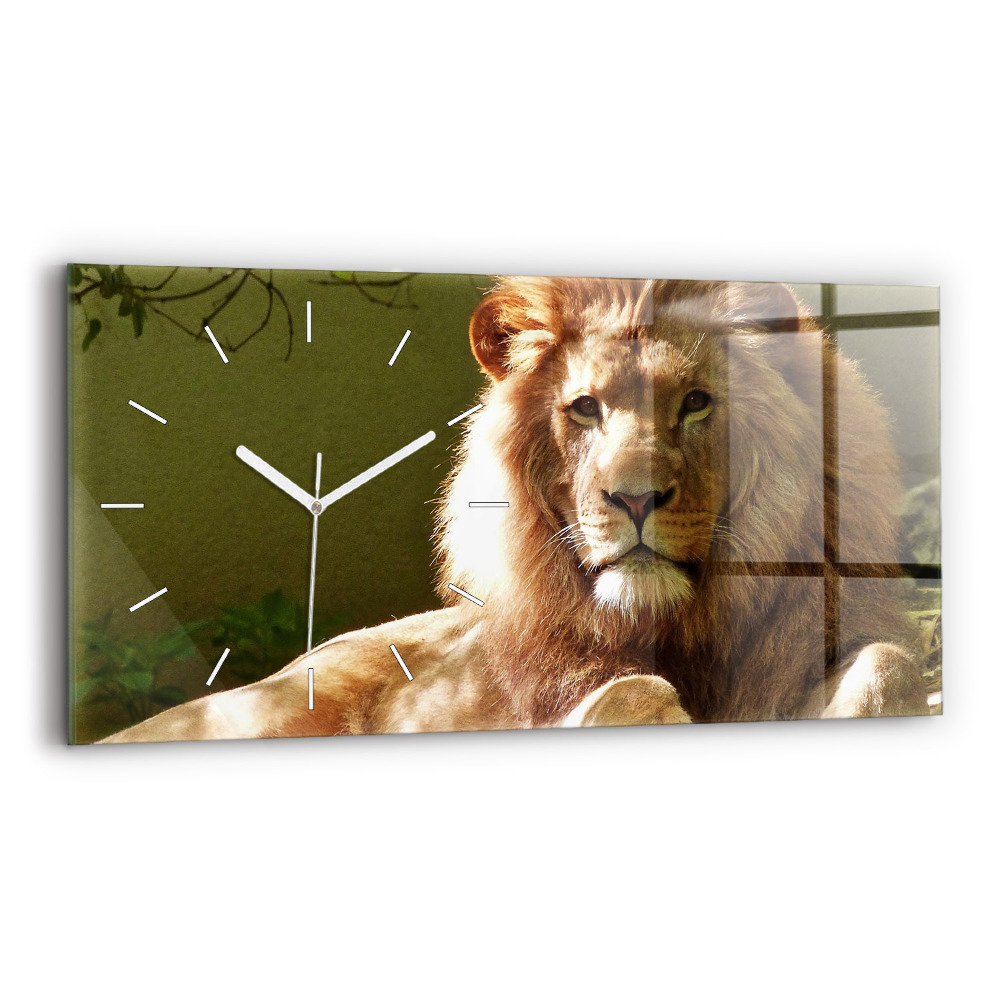 Horloge horizontale en verre Portrait d'un lion