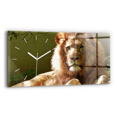 Horloge horizontale en verre Portrait d'un lion
