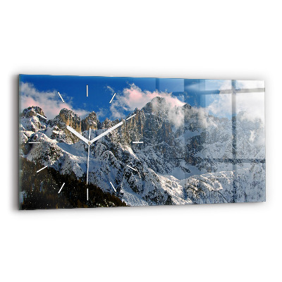 Horloge horizontale en verre Montagnes sous le ciel bleu