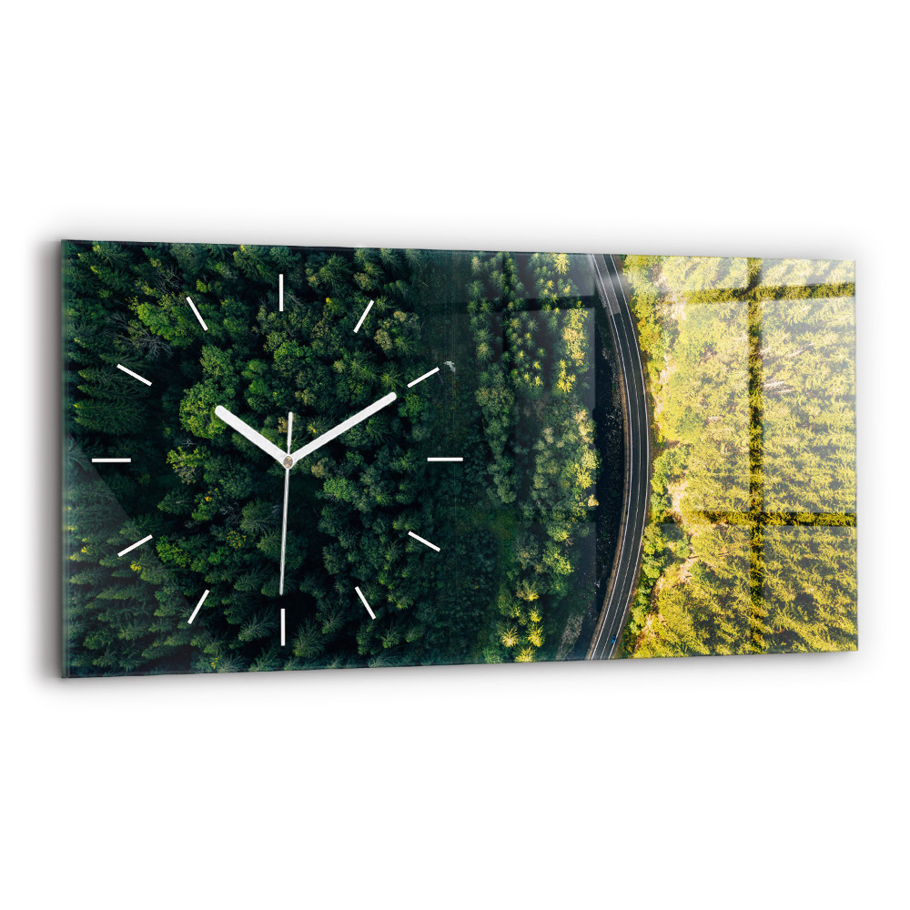 Horloge horizontale en verre Forêt vue d'un oiseau