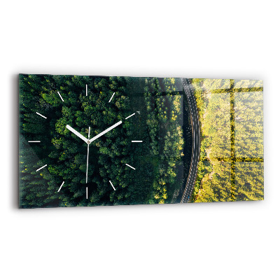 Horloge horizontale en verre Forêt vue d'un oiseau