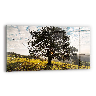 Horloge horizontale en verre Arbre sur une colline