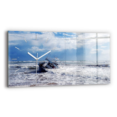 Horloge horizontale en verre Bateau coulé