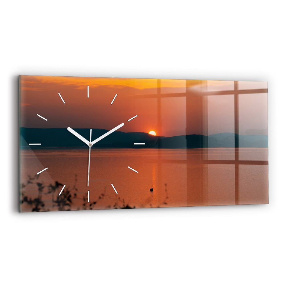 Horloge rectangulaire horizontale Lac Balaton le soir