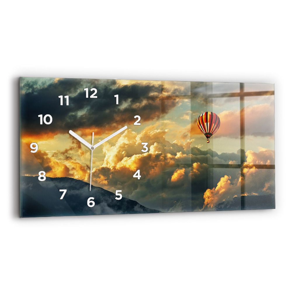 Horloge murale horizontale Vol en ballon dans les nuages