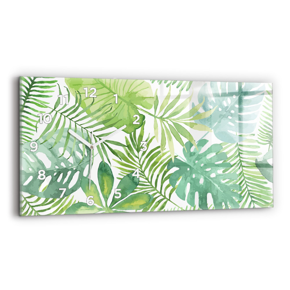 Horloge murale horizontale Feuilles vertes