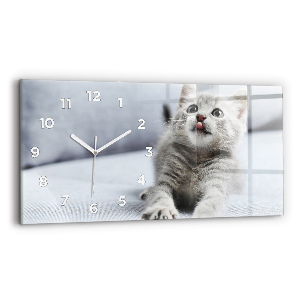 Horloge rectangulaire horizontale Chat sur un canapé