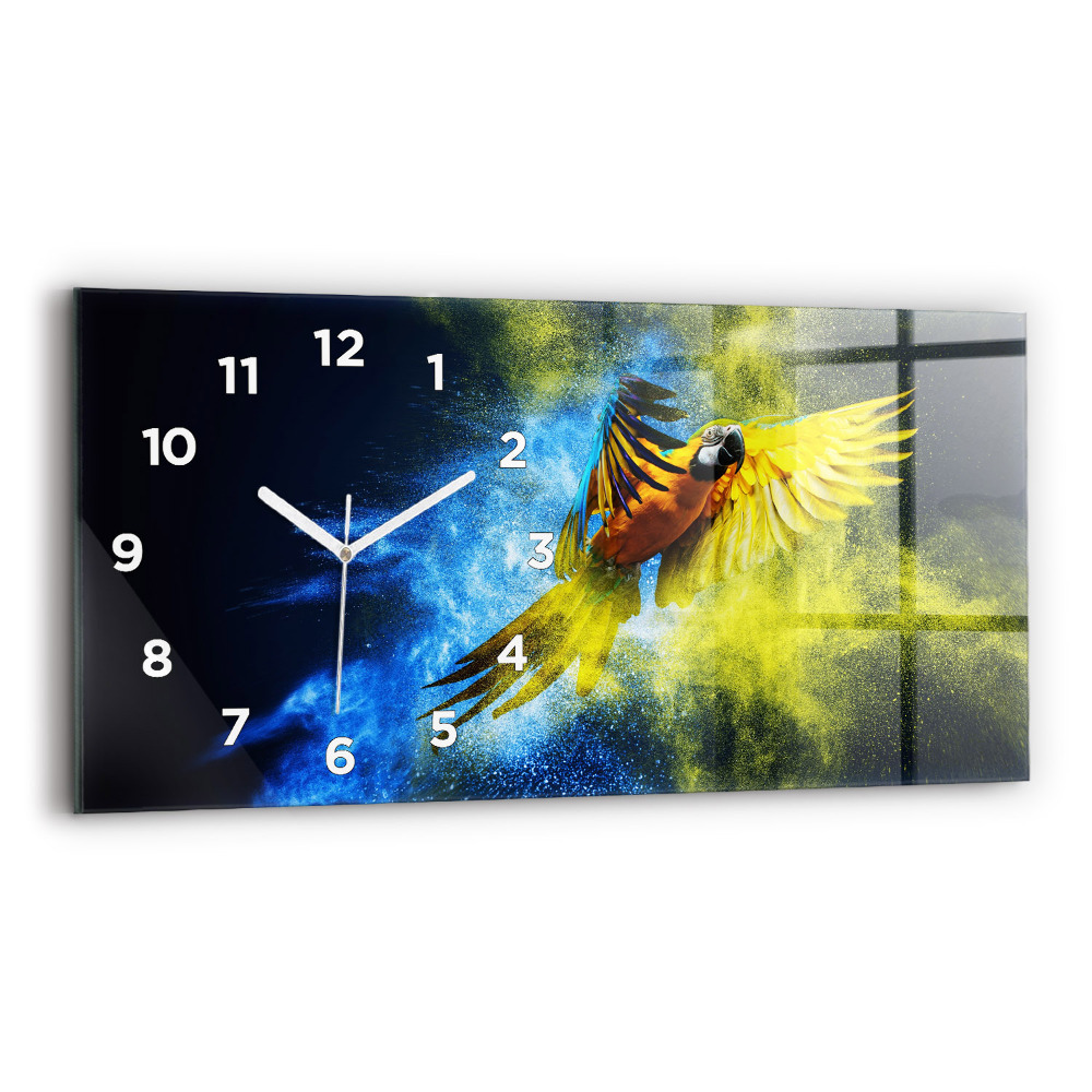 Horloge horizontale en verre Perroquet coloré