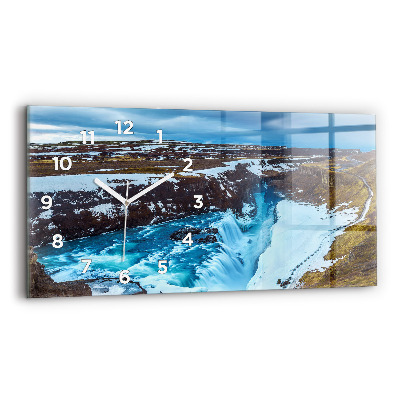 Horloge horizontale en verre Chute d'eau de Gullfoss en Islande