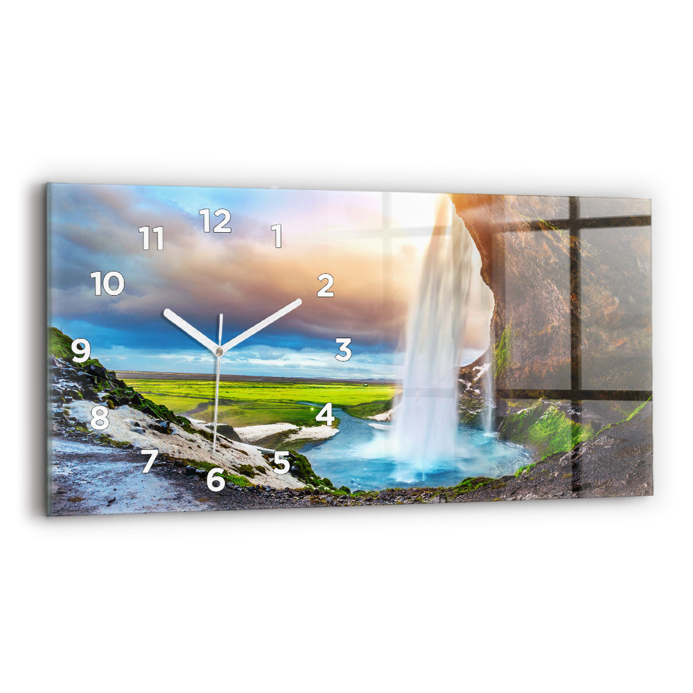 Horloge murale horizontale Chute d'eau en Islande